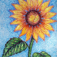 Pointillism sunflower